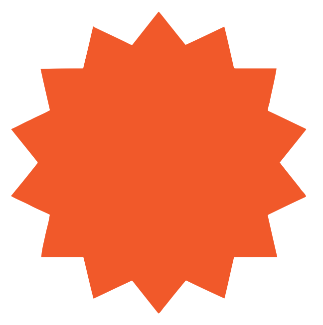 orange, multipointed star